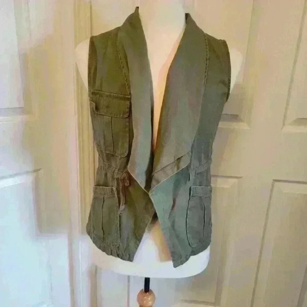 Kismet utility military green  punk pockets vest Size Small